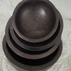 Elegant Brown Wooden Bowl Set